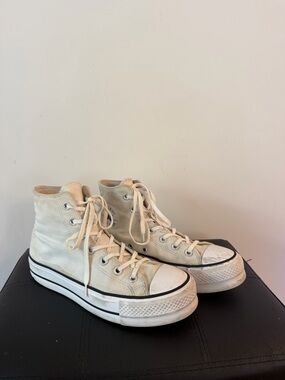 Converse High-Top Canvas Sneakers in Cream